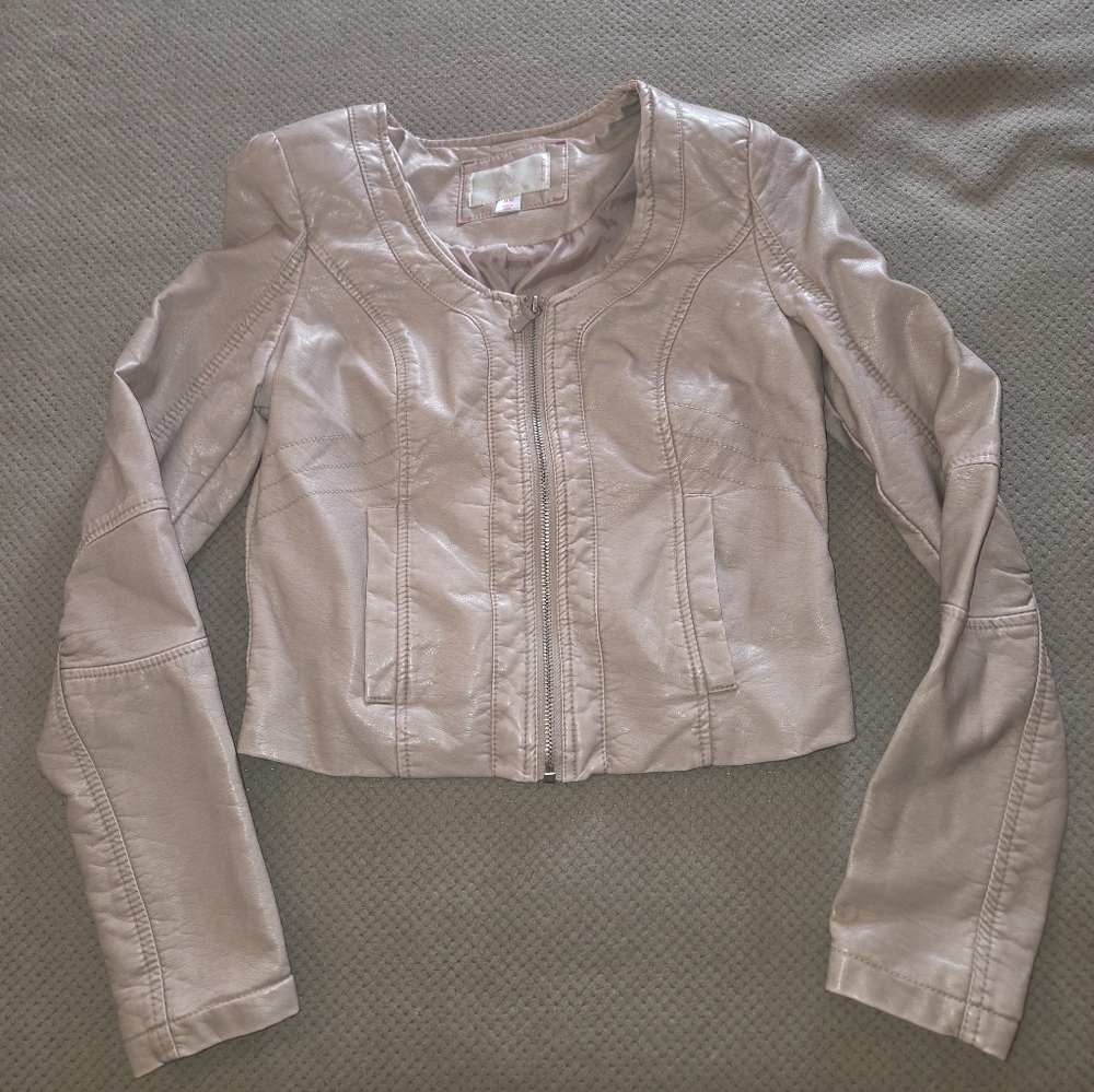 Xhilaration dusty pink moto faux leather jacket women's medium